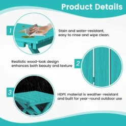 Peacock Blue HDPE Plastic Portable Patio End Table Folding Outdoor Coffee Table (Set Of 2) -More Furniture Store jearey outdoor side tables 2fxzdbj kql 44 1000