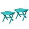 Peacock Blue HDPE Plastic Portable Patio End Table Folding Outdoor Coffee Table (Set Of 2)
