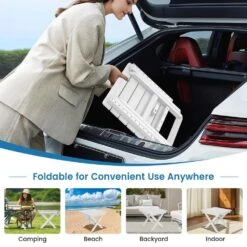 White HDPE Plastic Portable Patio End Table Folding Outdoor Coffee Table (Set Of 2) 16 White HDPE Plastic Portable Patio End Table Folding Outdoor Coffee Table (Set Of 2) -More Furniture Store jearey outdoor side tables 2fxzdbj wh 76 1000