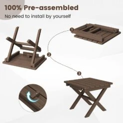 Brown HDPE Plastic Portable Patio End Table Folding Outdoor Coffee Table (Set Of 2) -More Furniture Store jearey outdoor side tables 2fxzdbj zm 1f 1000