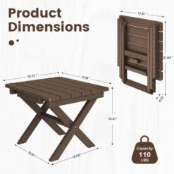 Brown HDPE Plastic Portable Patio End Table Folding Outdoor Coffee Table (Set Of 2) -More Furniture Store jearey outdoor side tables 2fxzdbj zm 4f 1000