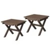 Brown HDPE Plastic Portable Patio End Table Folding Outdoor Coffee Table (Set Of 2)