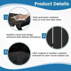 Black HDPE Plastic Portable Patio End Table Folding Outdoor Coffee Table -More Furniture Store jearey outdoor side tables fxzdbj bk 44 1000