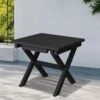 Black HDPE Plastic Portable Patio End Table Folding Outdoor Coffee Table