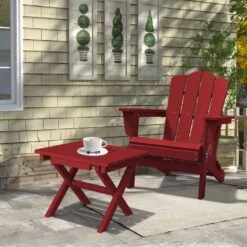 Dark Red HDPE Plastic Portable Patio End Table Folding Outdoor Coffee Table -More Furniture Store jearey outdoor side tables fxzdbj drd 31 1000