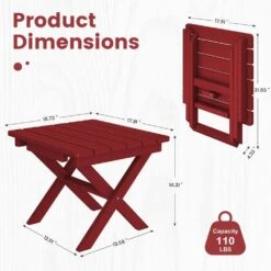 Dark Red HDPE Plastic Portable Patio End Table Folding Outdoor Coffee Table -More Furniture Store jearey outdoor side tables fxzdbj drd 4f 1000