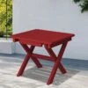 Dark Red HDPE Plastic Portable Patio End Table Folding Outdoor Coffee Table