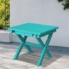 Peacock Blue HDPE Plastic Portable Patio End Table Folding Outdoor Coffee Table