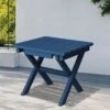 Navy Blue HDPE Plastic Portable Patio End Table Folding Outdoor Coffee Table