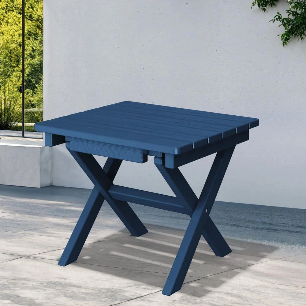 Navy Blue HDPE Plastic Portable Patio End Table Folding Outdoor Coffee Table 1 Navy Blue HDPE Plastic Portable Patio End Table Folding Outdoor Coffee Table