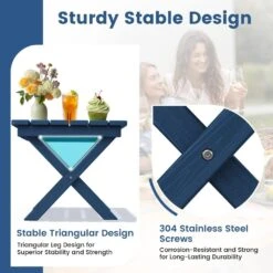 Navy Blue HDPE Plastic Portable Patio End Table Folding Outdoor Coffee Table 13 Navy Blue HDPE Plastic Portable Patio End Table Folding Outdoor Coffee Table -More Furniture Store jearey outdoor side tables fxzdbj na fa 1000