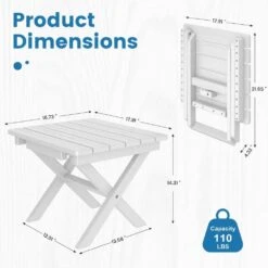 White HDPE Plastic Portable Patio End Table Folding Outdoor Coffee Table -More Furniture Store jearey outdoor side tables fxzdbj wh 4f 1000