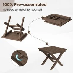 Brown HDPE Plastic Portable Patio End Table Folding Outdoor Coffee Table 11 Brown HDPE Plastic Portable Patio End Table Folding Outdoor Coffee Table -More Furniture Store jearey outdoor side tables fxzdbj zm 1f 1000