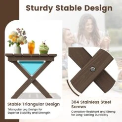 Brown HDPE Plastic Portable Patio End Table Folding Outdoor Coffee Table 13 Brown HDPE Plastic Portable Patio End Table Folding Outdoor Coffee Table -More Furniture Store jearey outdoor side tables fxzdbj zm fa 1000