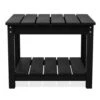 Black HDPE 2-Tier Outdoor Side Table, Weather-Resistant Patio Coffee Table