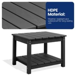 Gray HDPE 2-Tier Outdoor Side Table, Weather-Resistant Patio Coffee Table -More Furniture Store jearey outdoor side tables scbj gr 1f 1000
