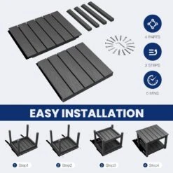 Gray HDPE 2-Tier Outdoor Side Table, Weather-Resistant Patio Coffee Table -More Furniture Store jearey outdoor side tables scbj gr 76 1000