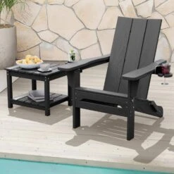 Gray HDPE 2-Tier Outdoor Side Table, Weather-Resistant Patio Coffee Table -More Furniture Store jearey outdoor side tables scbj gr e1 1000
