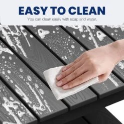 Gray HDPE 2-Tier Outdoor Side Table, Weather-Resistant Patio Coffee Table -More Furniture Store jearey outdoor side tables scbj gr fa 1000