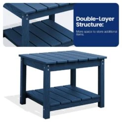 Navy Blue HDPE 2-Tier Outdoor Side Table, Weather-Resistant Patio Coffee Table 14 Navy Blue HDPE 2-Tier Outdoor Side Table, Weather-Resistant Patio Coffee Table -More Furniture Store jearey outdoor side tables scbj na 44 1000