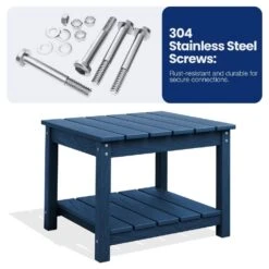 Navy Blue HDPE 2-Tier Outdoor Side Table, Weather-Resistant Patio Coffee Table 12 Navy Blue HDPE 2-Tier Outdoor Side Table, Weather-Resistant Patio Coffee Table -More Furniture Store jearey outdoor side tables scbj na 4f 1000