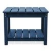 Navy Blue HDPE 2-Tier Outdoor Side Table, Weather-Resistant Patio Coffee Table