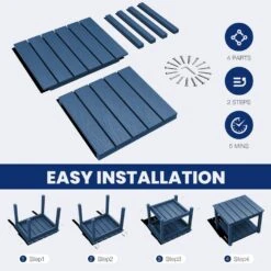 Navy Blue HDPE 2-Tier Outdoor Side Table, Weather-Resistant Patio Coffee Table 16 Navy Blue HDPE 2-Tier Outdoor Side Table, Weather-Resistant Patio Coffee Table -More Furniture Store jearey outdoor side tables scbj na 76 1000