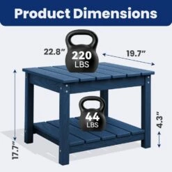 Navy Blue HDPE 2-Tier Outdoor Side Table, Weather-Resistant Patio Coffee Table 11 Navy Blue HDPE 2-Tier Outdoor Side Table, Weather-Resistant Patio Coffee Table -More Furniture Store jearey outdoor side tables scbj na c3 1000
