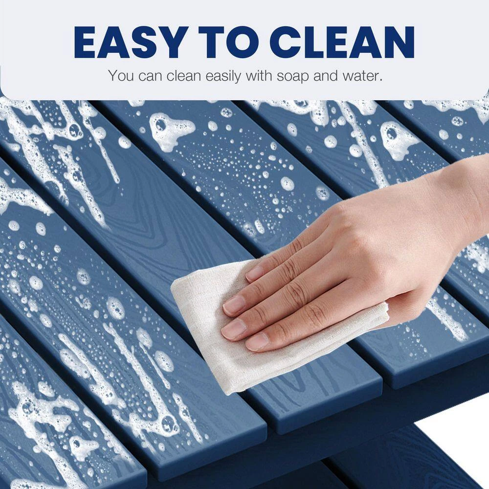 Navy Blue HDPE 2-Tier Outdoor Side Table, Weather-Resistant Patio Coffee Table 7 Navy Blue HDPE 2-Tier Outdoor Side Table, Weather-Resistant Patio Coffee Table - Image 7