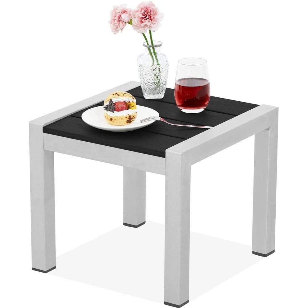 Square Black Aluminum 15.74 In. W X 15.74 In. D X 13.77 In. H Outdoor Side Table 5 Square Black Aluminum 15.74 In. W X 15.74 In. D X 13.77 In. H Outdoor Side Table - Image 5