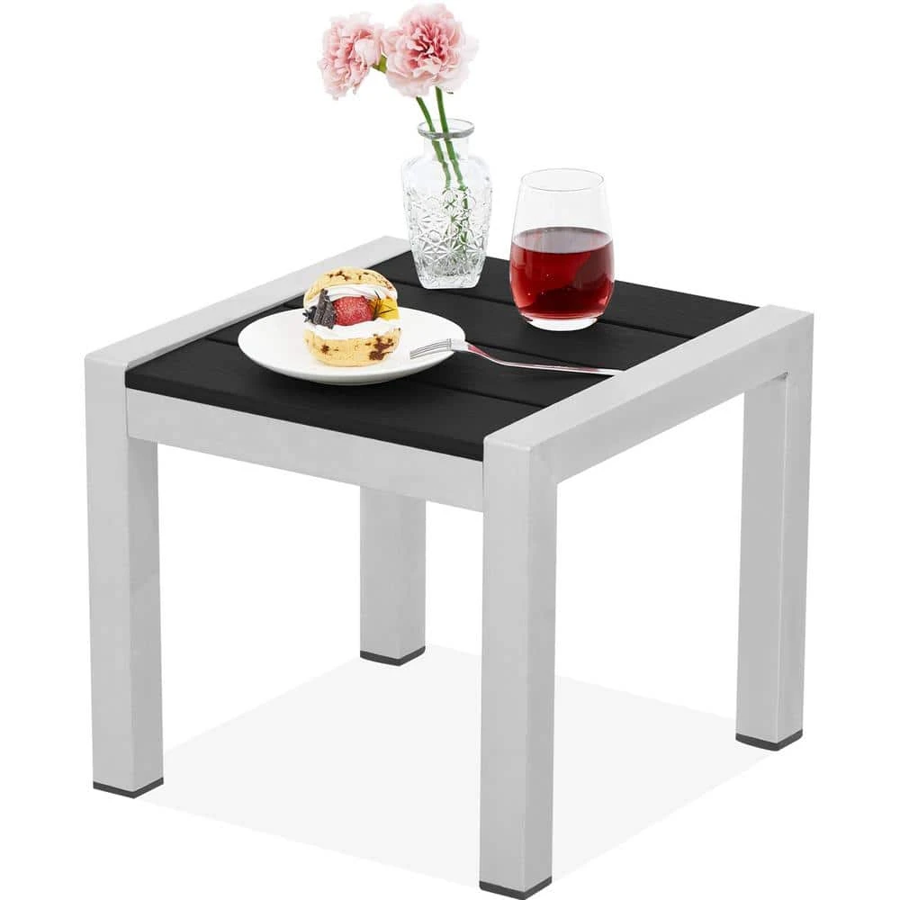 Square Black Aluminum 15.74 In. W X 15.74 In. D X 13.77 In. H Outdoor Side Table 1 Square Black Aluminum 15.74 In. W X 15.74 In. D X 13.77 In. H Outdoor Side Table