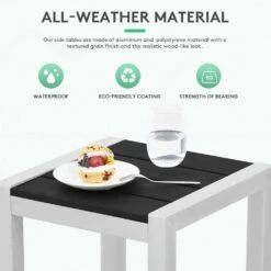 Black Square Aluminum Frame 16 In. Outdoor Side Table Light Weight -More Furniture Store jearey outdoor side tables ymlcj black c3 1000