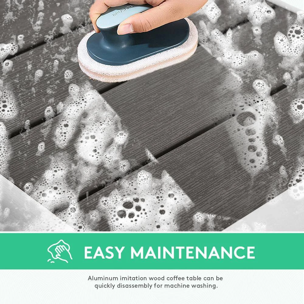 Gray Square Aluminum Frame 16 In. Outdoor Side Table Light Weight 3 Gray Square Aluminum Frame 16 In. Outdoor Side Table Light Weight - Image 3