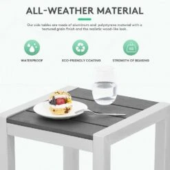 Gray Square Aluminum Frame 16 In. Outdoor Side Table Light Weight 7 Gray Square Aluminum Frame 16 In. Outdoor Side Table Light Weight -More Furniture Store jearey outdoor side tables ymlcj gray c3 1000