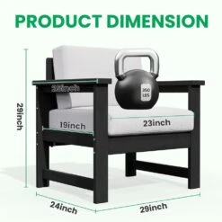 Black 4-Piece HDPE Plastic Patio Conversation Set With Beige Cushions 24 Black 4-Piece HDPE Plastic Patio Conversation Set With Beige Cushions -More Furniture Store jearey patio conversation sets 4cvst blbg 76 1000