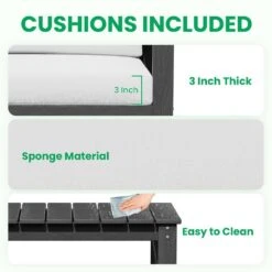 Grey 4-Piece HDPE Plastic Patio Conversation Set With Beige Cushions -More Furniture Store jearey patio conversation sets 4cvst grbg 44 1000