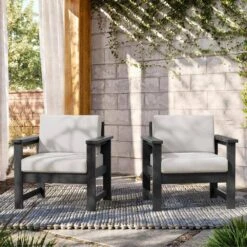 Grey 4-Piece HDPE Plastic Patio Conversation Set With Beige Cushions -More Furniture Store jearey patio conversation sets 4cvst grbg c3 1000