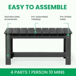 Grey 4-Piece HDPE Plastic Patio Conversation Set With Beige Cushions -More Furniture Store jearey patio conversation sets 4cvst grbg d4 1000