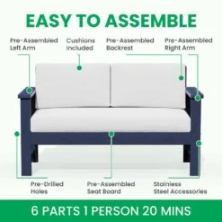 Navy 4-Piece HDPE Plastic Patio Conversation Set With Beige Cushions 15 Navy 4-Piece HDPE Plastic Patio Conversation Set With Beige Cushions -More Furniture Store jearey patio conversation sets 4cvst nvbg 1d 1000