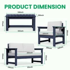 Navy 4-Piece HDPE Plastic Patio Conversation Set With Beige Cushions 17 Navy 4-Piece HDPE Plastic Patio Conversation Set With Beige Cushions -More Furniture Store jearey patio conversation sets 4cvst nvbg 77 1000