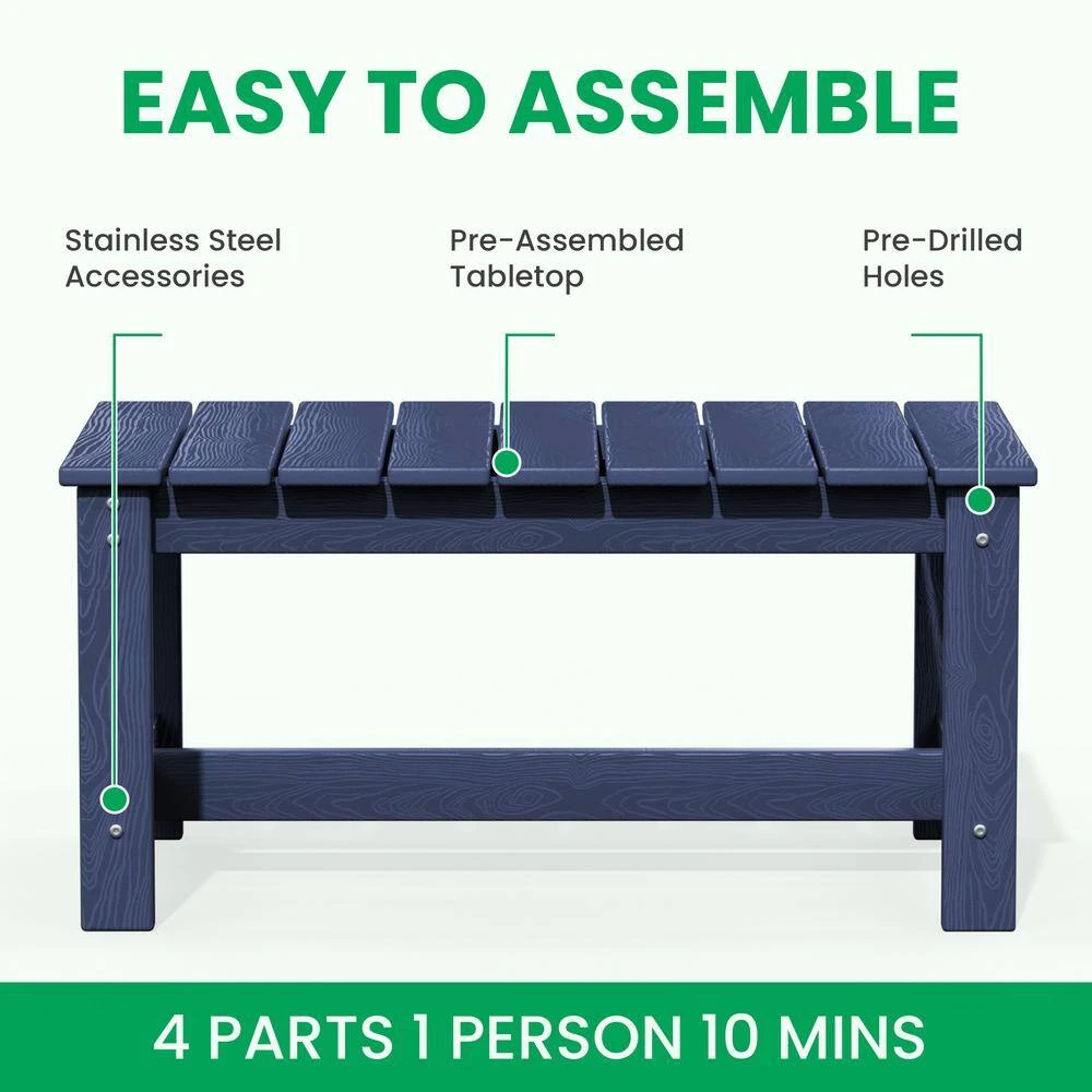 Navy 4-Piece HDPE Plastic Patio Conversation Set With Beige Cushions 12 Navy 4-Piece HDPE Plastic Patio Conversation Set With Beige Cushions - Image 12