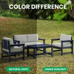 Navy 4-Piece HDPE Plastic Patio Conversation Set With Beige Cushions 22 Navy 4-Piece HDPE Plastic Patio Conversation Set With Beige Cushions -More Furniture Store jearey patio conversation sets 4cvst nvbg fa 1000