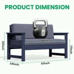 Navy 4-Piece HDPE Plastic Patio Conversation Set With Grey Cushions -More Furniture Store jearey patio conversation sets 4cvst nvgr 31 1000