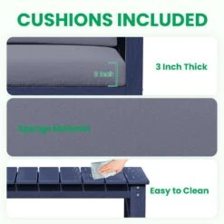 Navy 4-Piece HDPE Plastic Patio Conversation Set With Grey Cushions -More Furniture Store jearey patio conversation sets 4cvst nvgr 44 1000