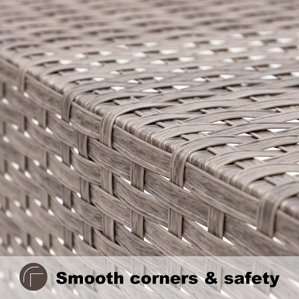 9-Piece Wicker Outdoor Patio Conversation Seating Set With Navy Olefin Cushions 3 9-Piece Wicker Outdoor Patio Conversation Seating Set With Navy Olefin Cushions - Image 3