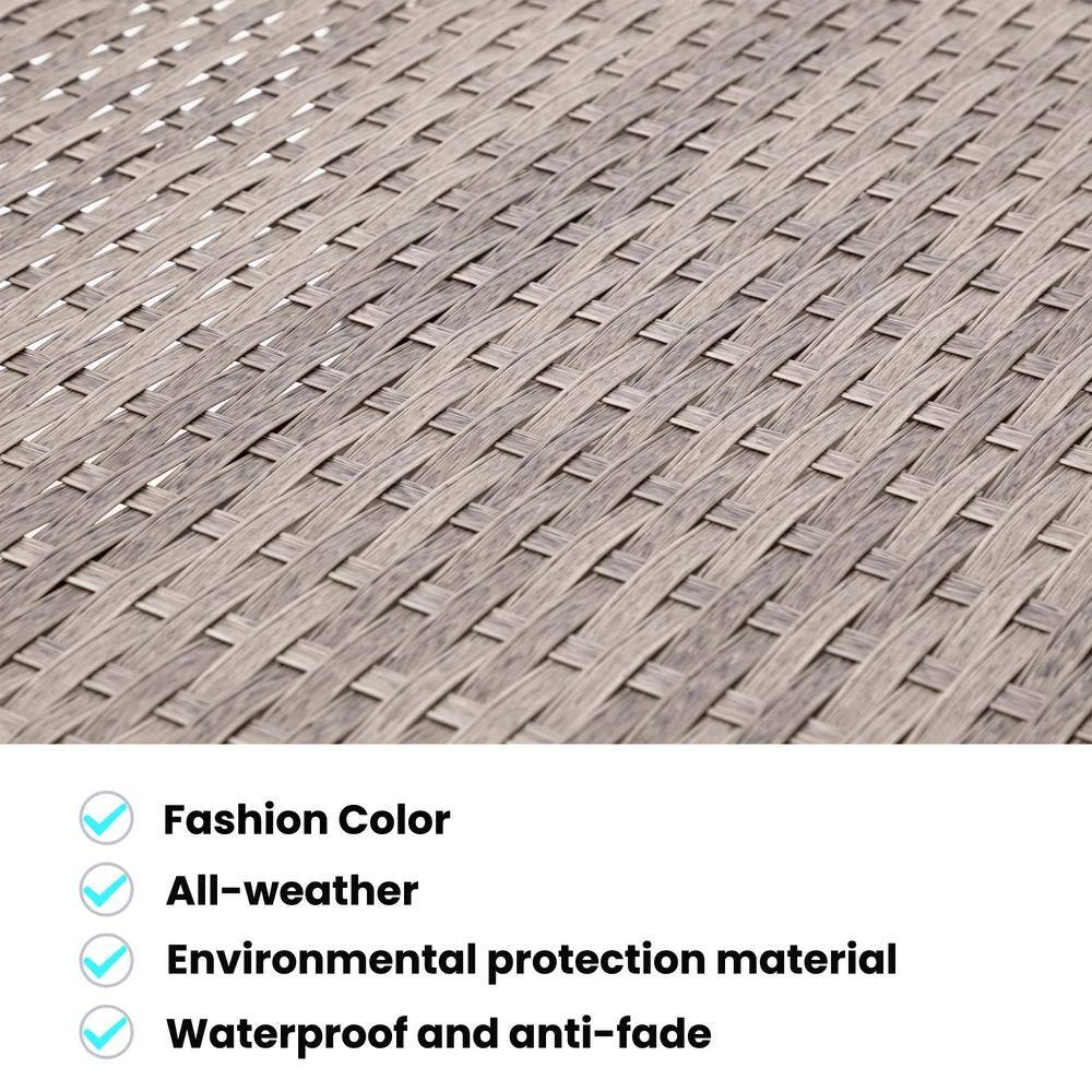 9-Piece Wicker Outdoor Patio Conversation Seating Set With Navy Olefin Cushions 4 9-Piece Wicker Outdoor Patio Conversation Seating Set With Navy Olefin Cushions - Image 4