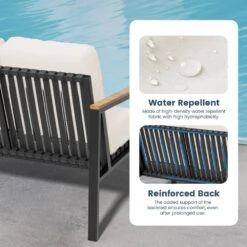 4-Piece Metal Outdoor Beige Patio Conversation Set With Cushions, 2-Rocking Chairs And Coffee Table -More Furniture Store jearey patio conversation sets agsd beige 4f 1000