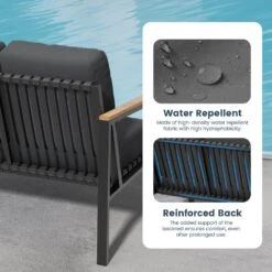 4-Piece Metal Outdoor Grey Patio Conversation Set With Cushions, 2-Rocking Chairs And Coffee Table -More Furniture Store jearey patio conversation sets agsd grey 4f 1000