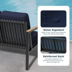 4-Piece Metal Outdoor Navy Patio Conversation Set With Cushions, 2-Rocking Chairs And Coffee Table -More Furniture Store jearey patio conversation sets agsd navy 4f 1000