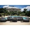7-Piece Wicker Patio Conversation Set With Gray Cushions And Pillows, Also Rain Resistant Sofa Cover